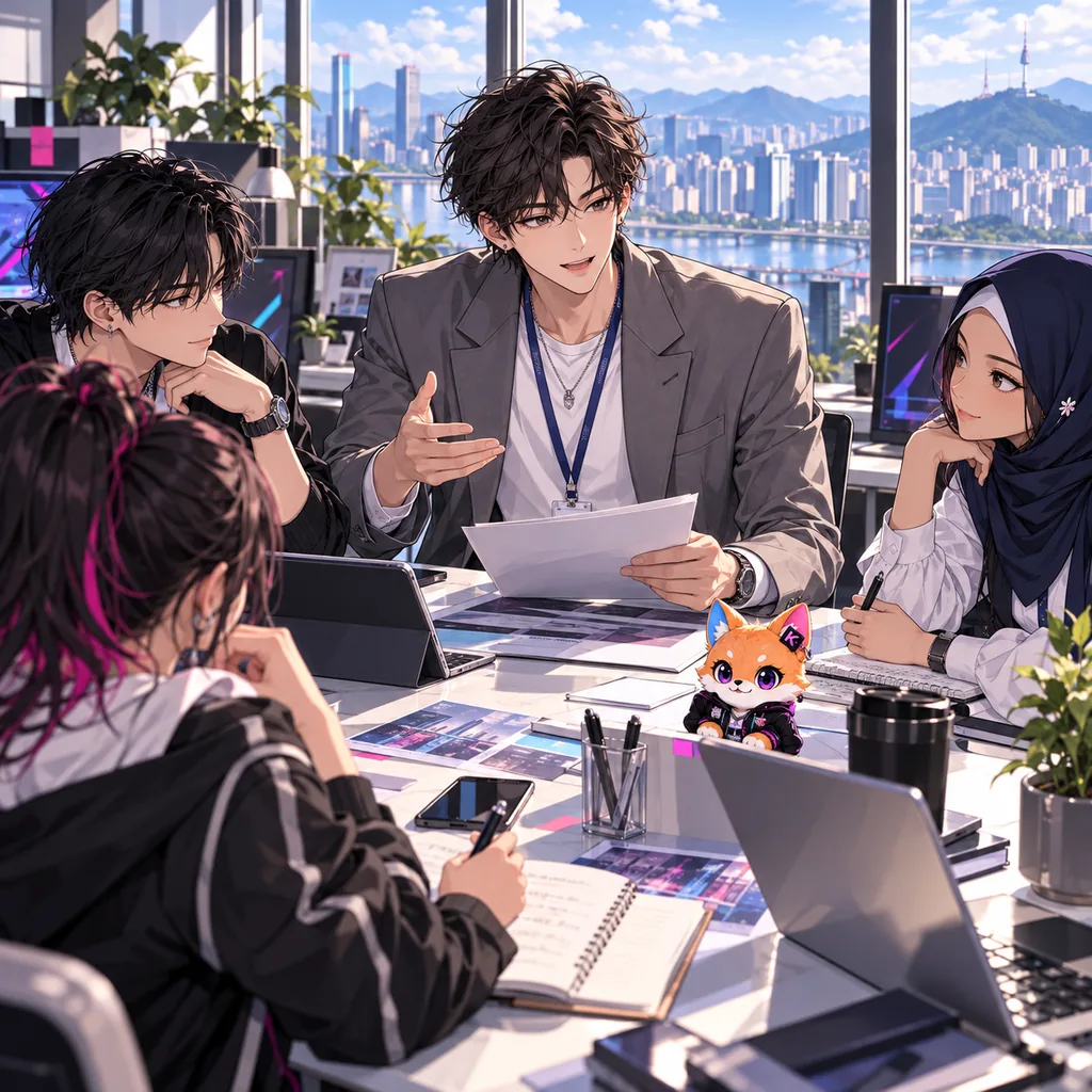 Tim admisi K-nity dalam rapat di kantor.